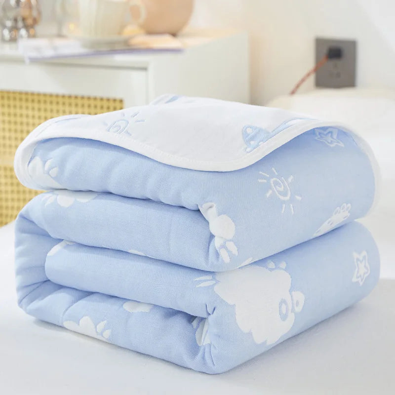 Breathable 6-layer Muslin Blanket for Children Adult 100% Cotton Sofa Bed Throw Blankets Soft Skin-Friendly Towel Blanket Summer