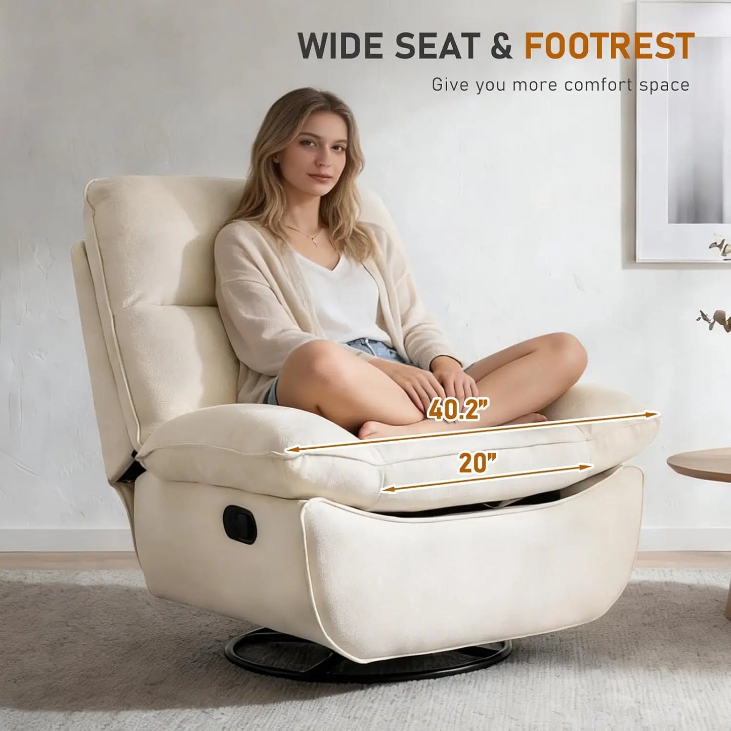 Swivel Oversized Recliner Chair, Extra Wide Manual Recliner Chair for Adults, Nursery Glider Rocking Chair Comfy, Customized
