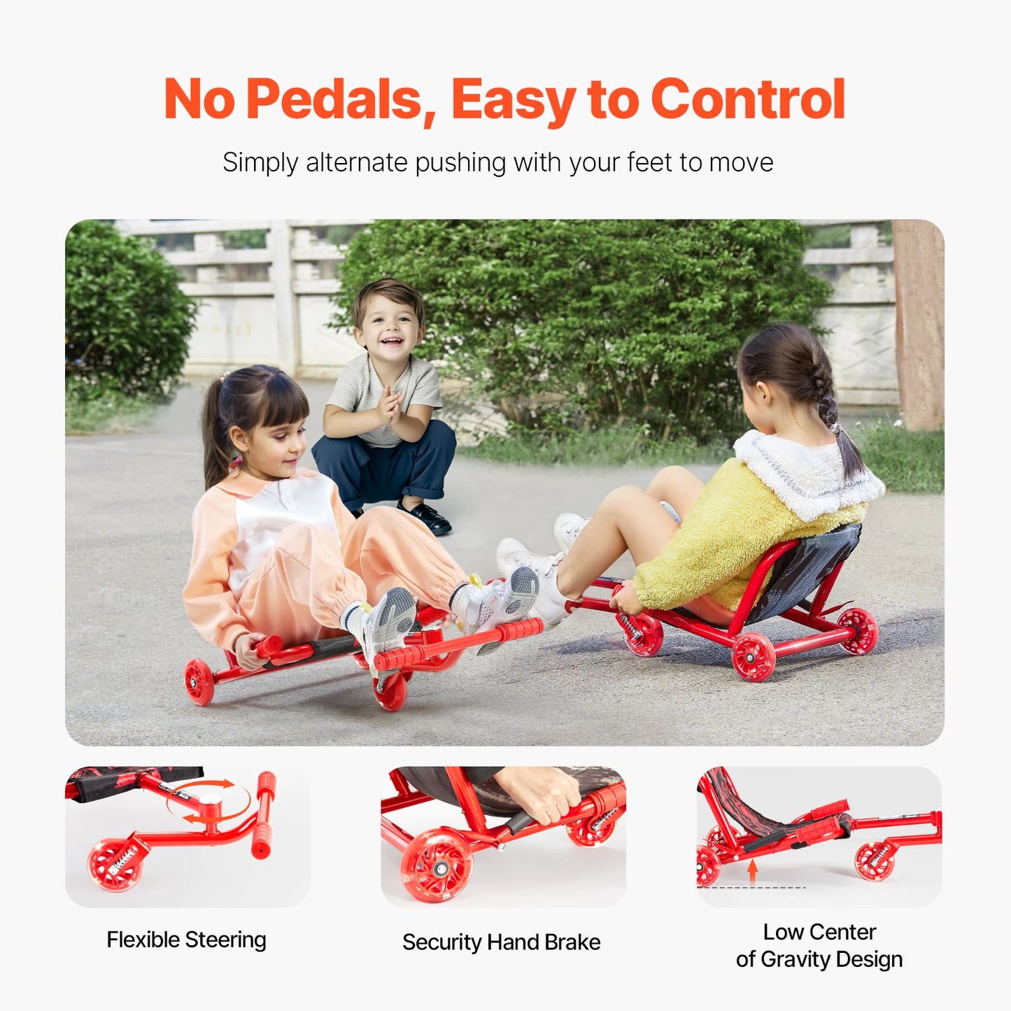 132/198lbs Kids Ride on Scooter Swing Side-to-Side Powered by Zig-Zag Motion Drifting Outdoor Sport Toys for Child Gift