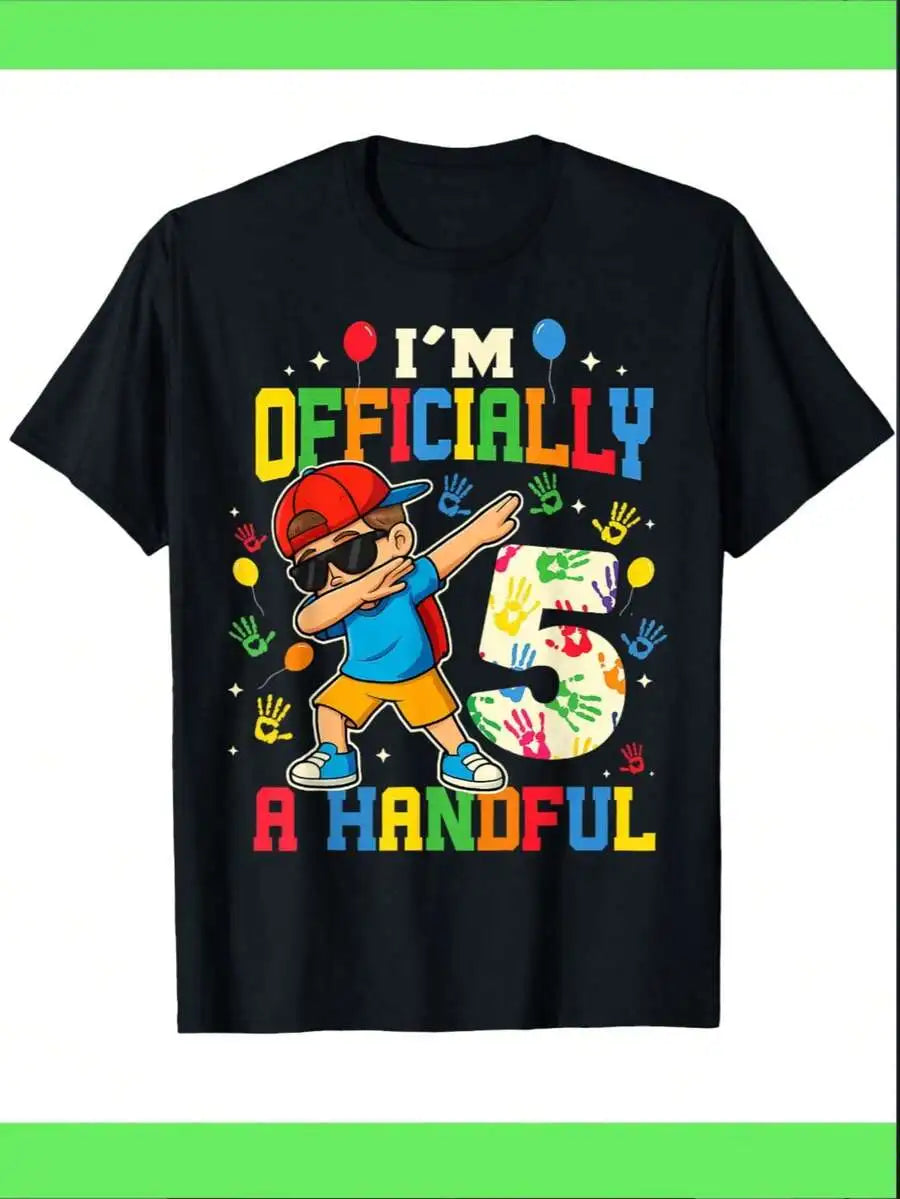 Casual Style For Both Boys And Girls Family Matching Shirts I Am Officially 5 A Handful Dabbing Boy Birthday Gift For Kids