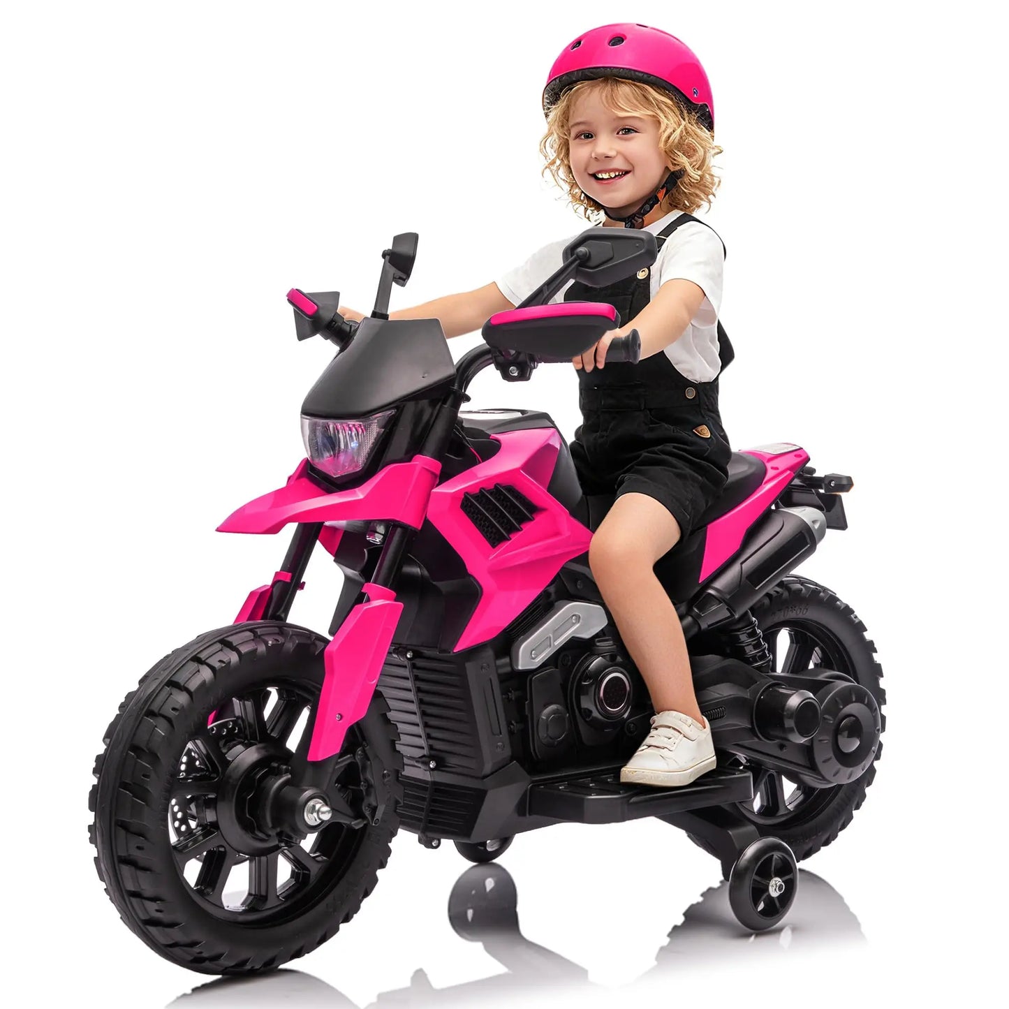 6V Kids Motorcycle With Training Wheels Headlight And Music 2 To 5 Mph Adjustable Speed Electric Ride On Bike For Toddler Child As Gift