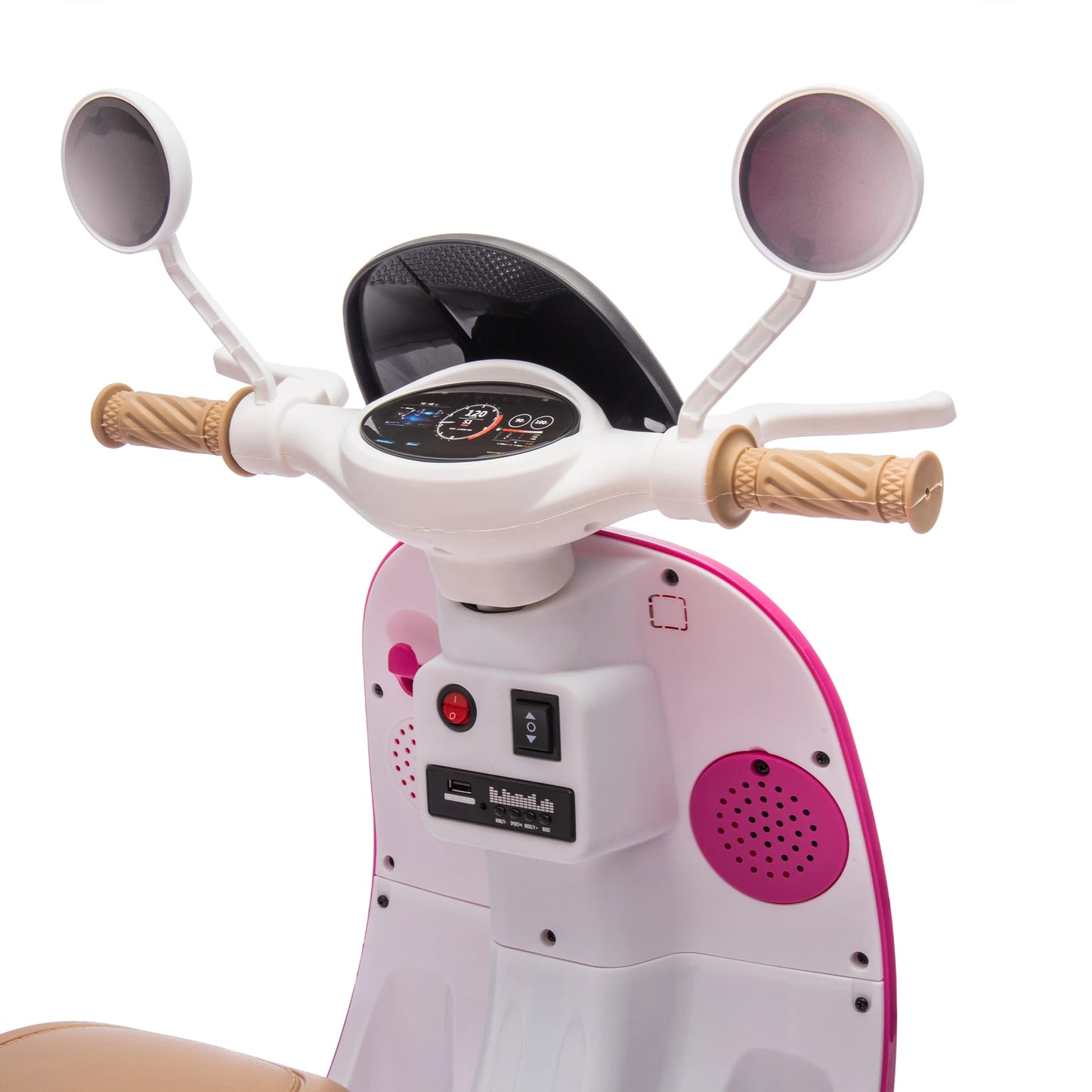 12V Two motors Kids Ride On Level Up Two-seater Electric Motorcycle,Three-wheel Toy w/Music,Bluetooth,USB,Portable Storage Hooks&Oversized Trunk,LED Headlight For Kids 3-6.
