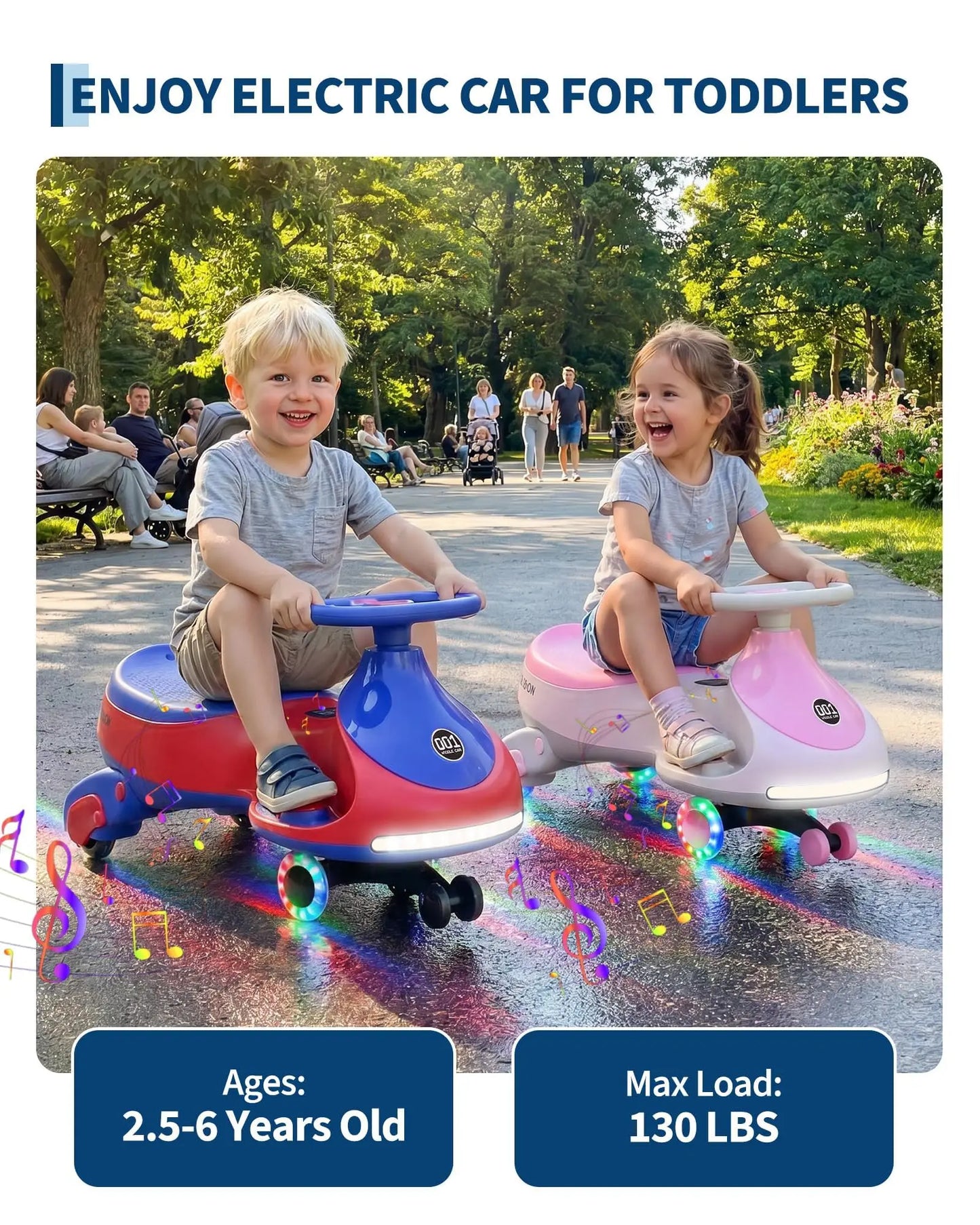 12V 2-in-1 Ride On Electric Wiggle Car for Kids – Pedal & Swing Modes – 360° Steering, Flashing Wheels, Music, Anti-Rollover, Rechargeable, High Weight Capacity – Indoor Outdoor