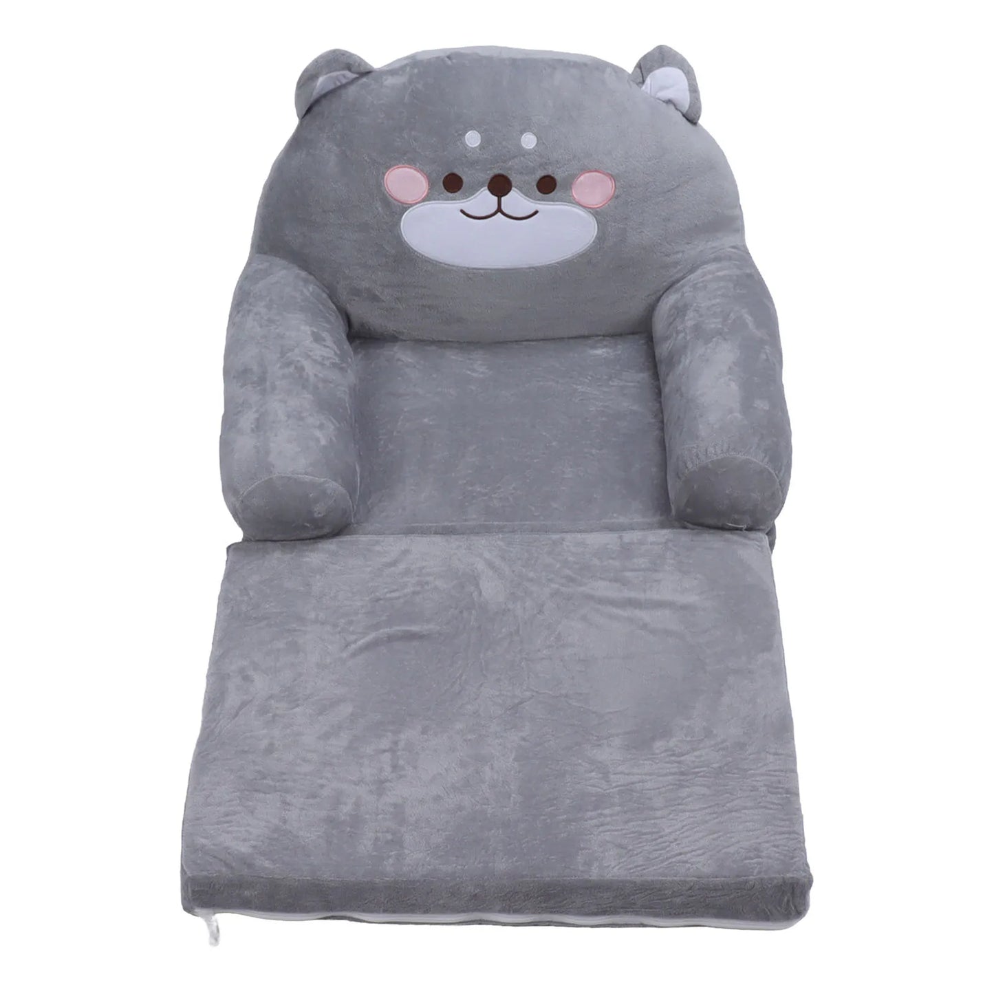 Couch Kids Sofa Cartoon Gray Dog  Foldable Wide Handle Soft Breathable Toddler Chair for Reading Relaxing Sleeping
