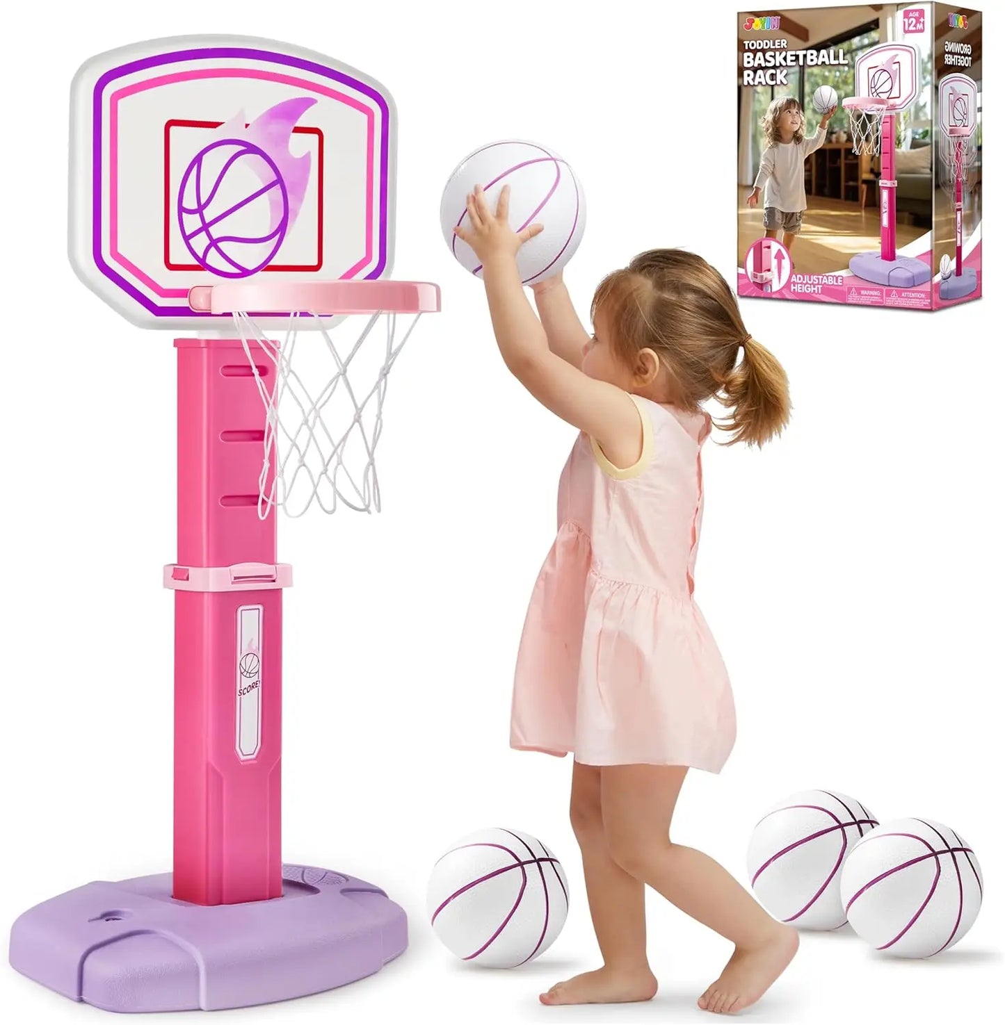 Toddler Basketball Hoop Indoor Basketball Game Set Adjustable Kids Basketball Goal With 4 Balls