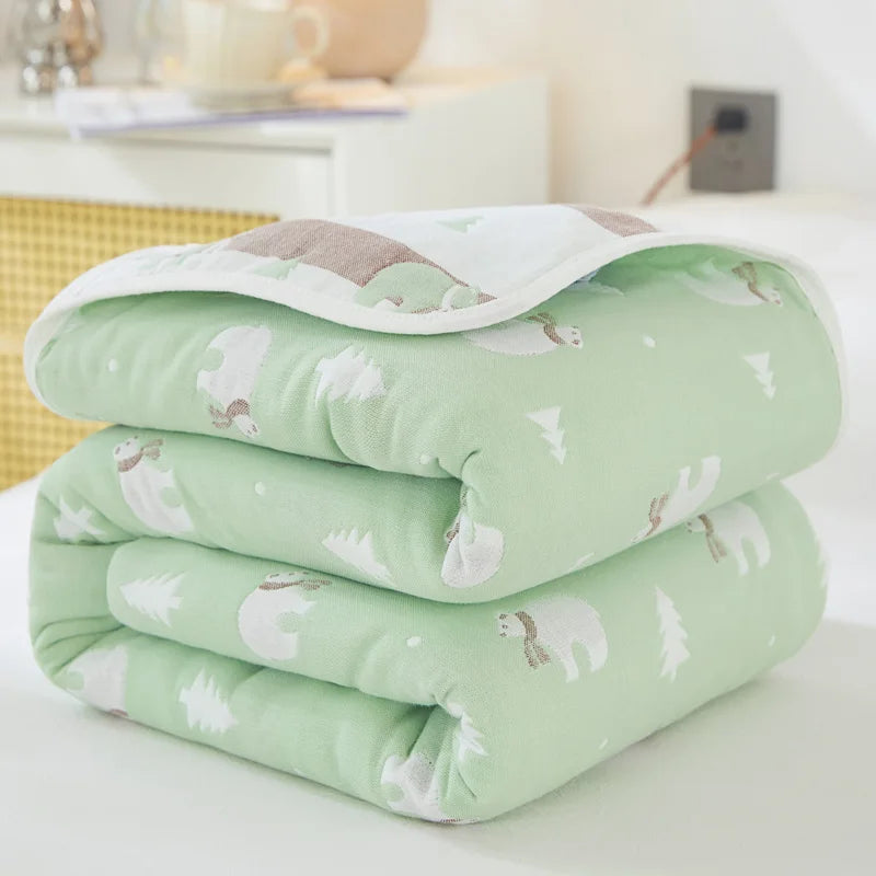Breathable 6-layer Muslin Blanket for Children Adult 100% Cotton Sofa Bed Throw Blankets Soft Skin-Friendly Towel Blanket Summer