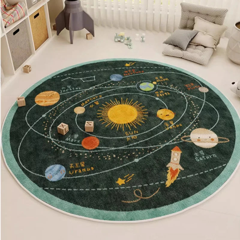 Children Room Thickened Carpet Reading Area Baby Children Crawling Carpets Living Room Bedroom Study Winter Round Plush Rug