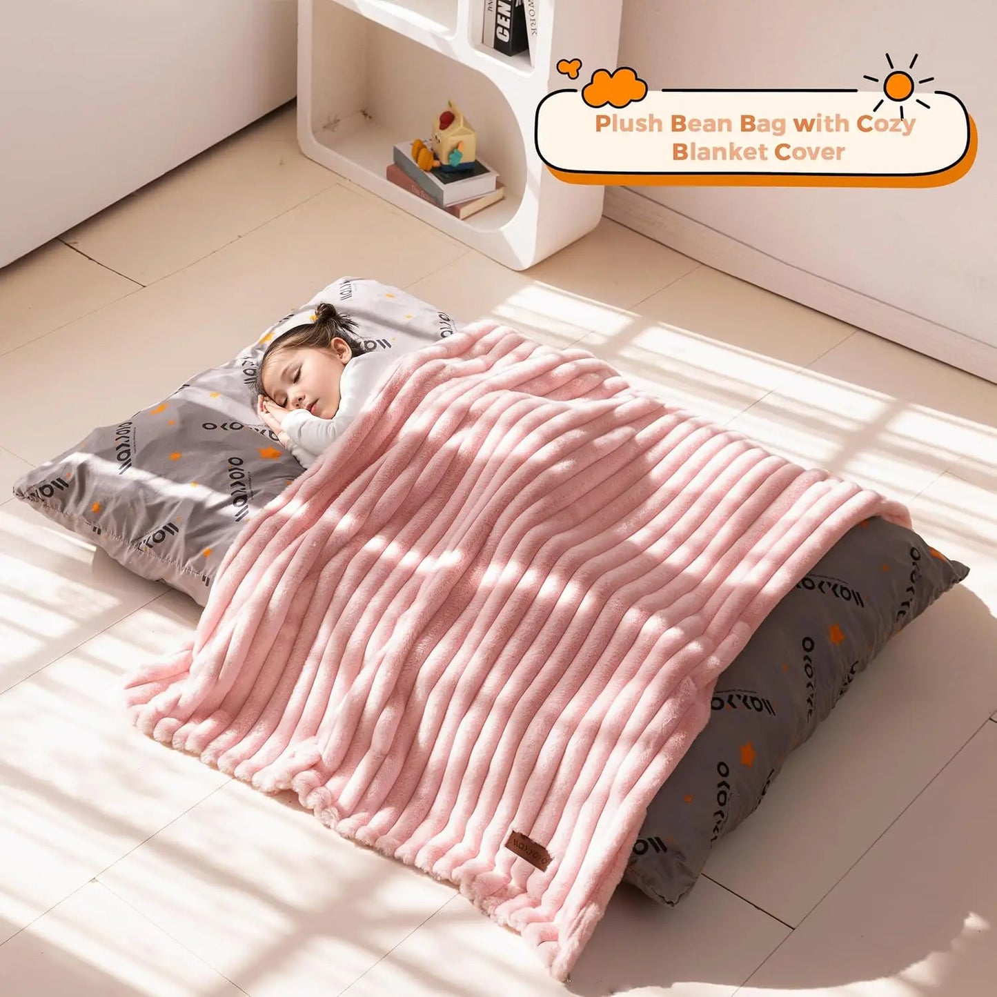 AXYOYO 3 in 1 Kids Bean Bag Chair, Comfy Floor Sofa with Removed Cover | Soft Floor Couch with High-Density Foam Filling Conver