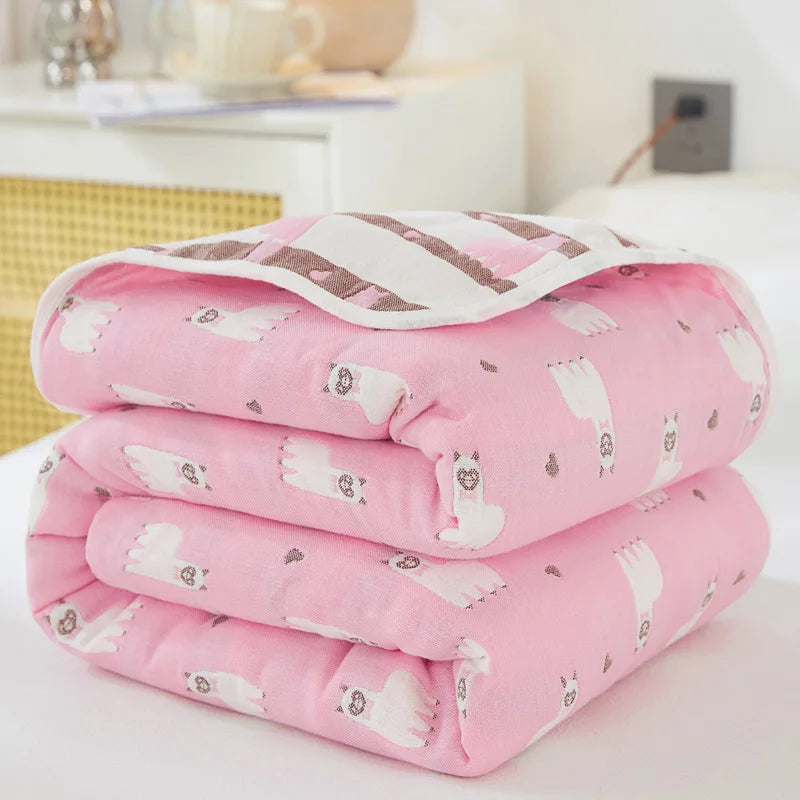 Breathable 6-layer Muslin Blanket for Children Adult 100% Cotton Sofa Bed Throw Blankets Soft Skin-Friendly Towel Blanket Summer