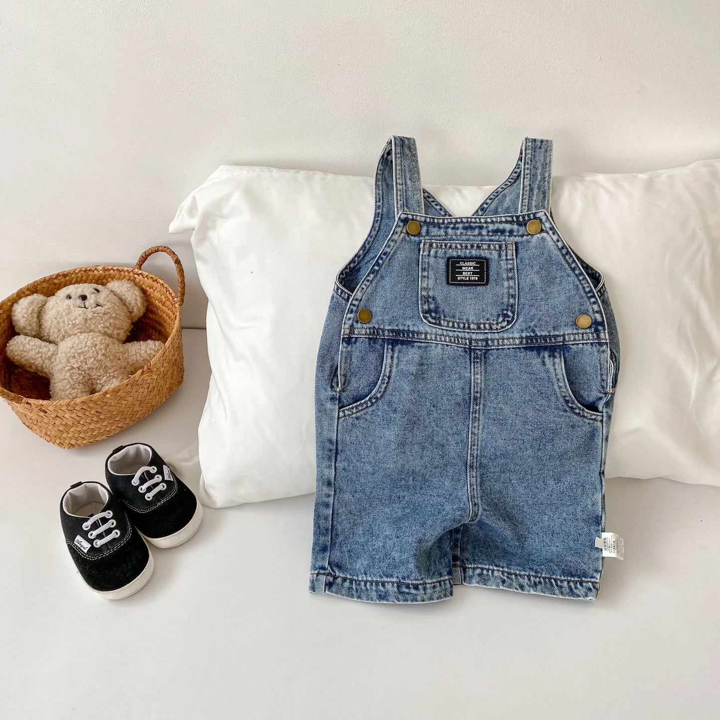 Baby Boy Girl Denim Overalls 2026 Spring Fall Kids Loose Fit Jeans Pants with Big Pockets Casual Suspender Bottoms