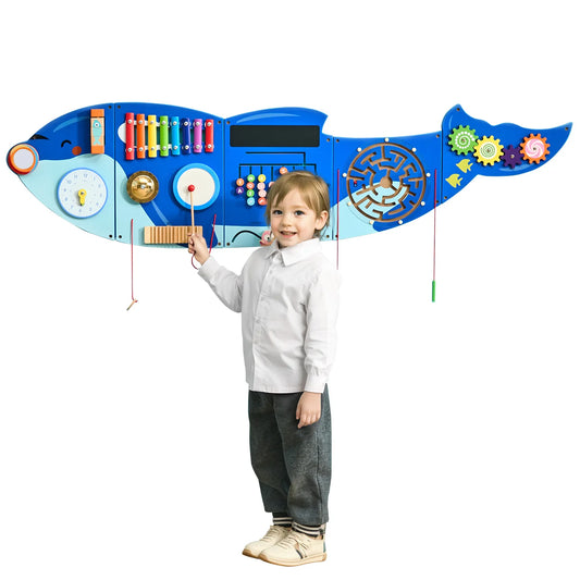 Orca Kids Wall Busy Board 12 Activities Hanging Panels Montessori Sensory Learning Toys for Toddler 3-12 Play Toys