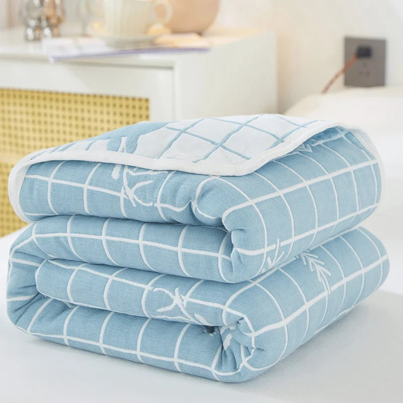 Breathable 6-layer Muslin Blanket for Children Adult 100% Cotton Sofa Bed Throw Blankets Soft Skin-Friendly Towel Blanket Summer