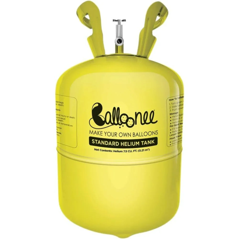 Balloonee Standard Disposable Helium Tank 7.5 Cu Ft - 30 Assorted Latex Balloons Pump Kit for Home Birthday Party Celebrations