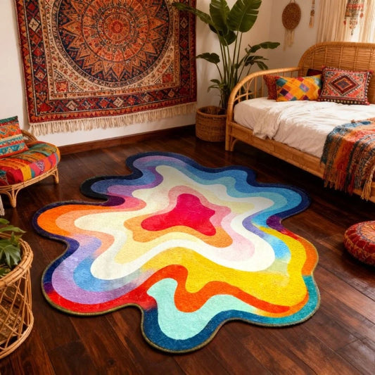 Color Bedroom Decor Carpet Abstract Art Carpets for Living Room Fluffy Soft Lounge Plush Rug Home Irregular Floor Mat
