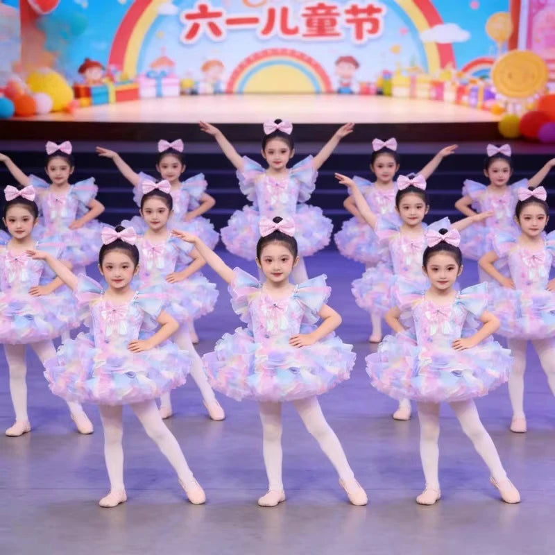Children's tutu dress kindergarten dance sequins professional tutu kids girls performance costume Ballet Dress