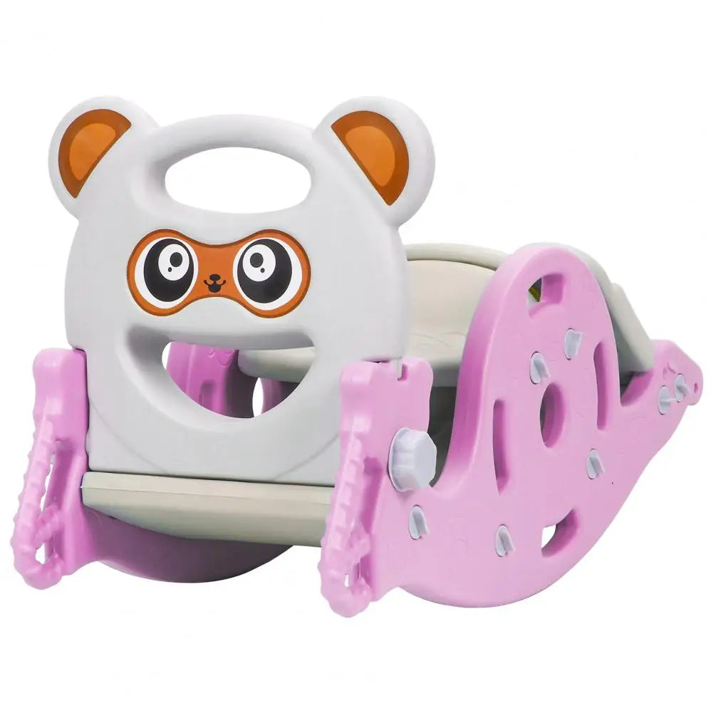 4-in-1 Kids Slide Rocking Toy, Portable Combination Slide for Age 1-6 Boys Girls, Rocking Horse with Basketball Hoop Toy Slide