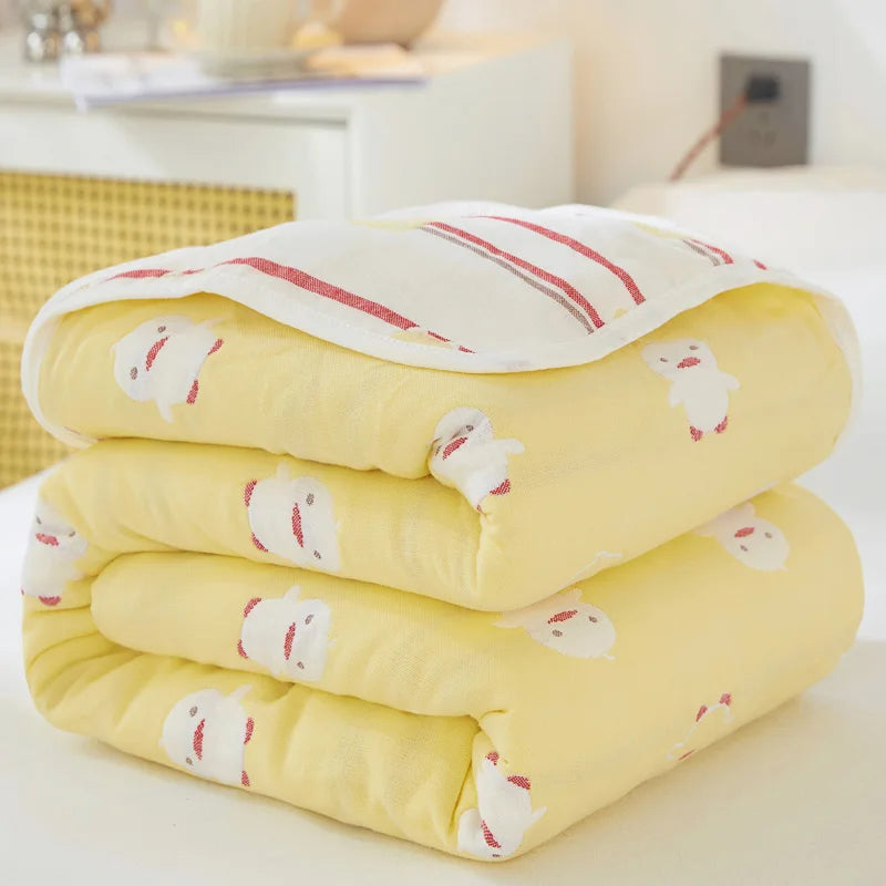 Breathable 6-layer Muslin Blanket for Children Adult 100% Cotton Sofa Bed Throw Blankets Soft Skin-Friendly Towel Blanket Summer