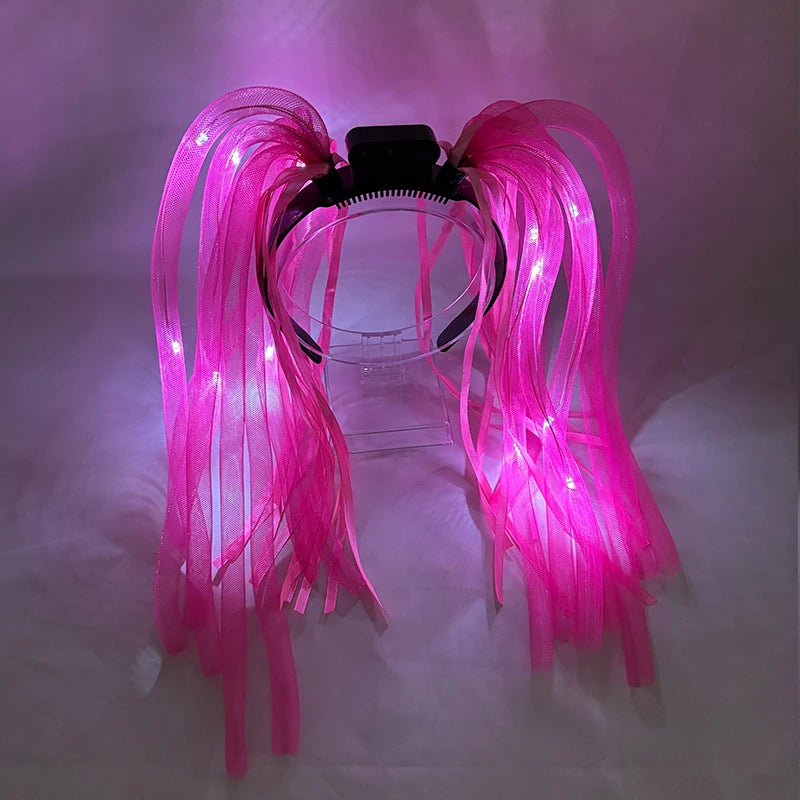LED Light Up Flash Braid Noodles Headband Party Gift Led Glasses Neon Rave Party Hair Band Cosplay Birthday Glow Party Supplies