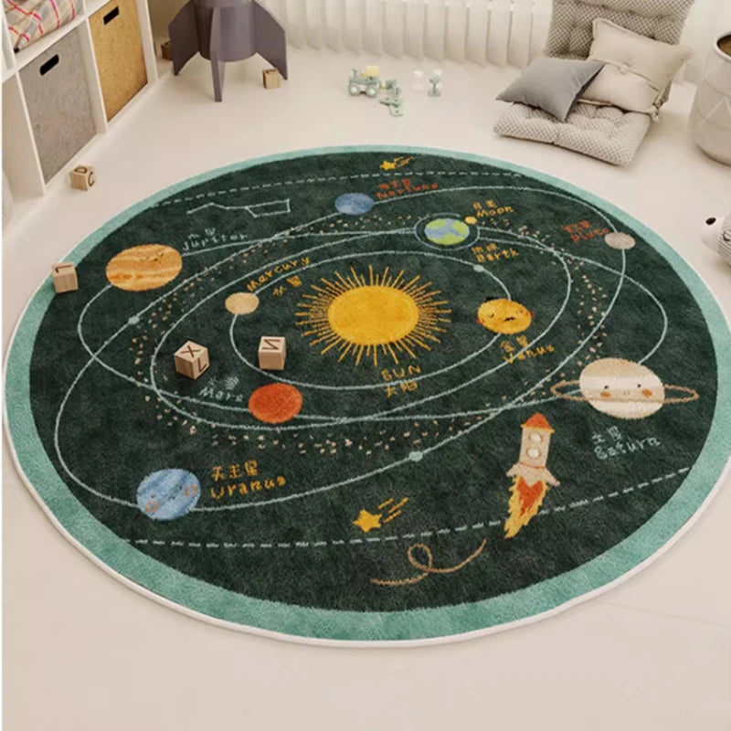 Children Room Thickened Carpet Reading Area Baby Children Crawling Carpets Living Room Bedroom Study Winter Round Plush Rug