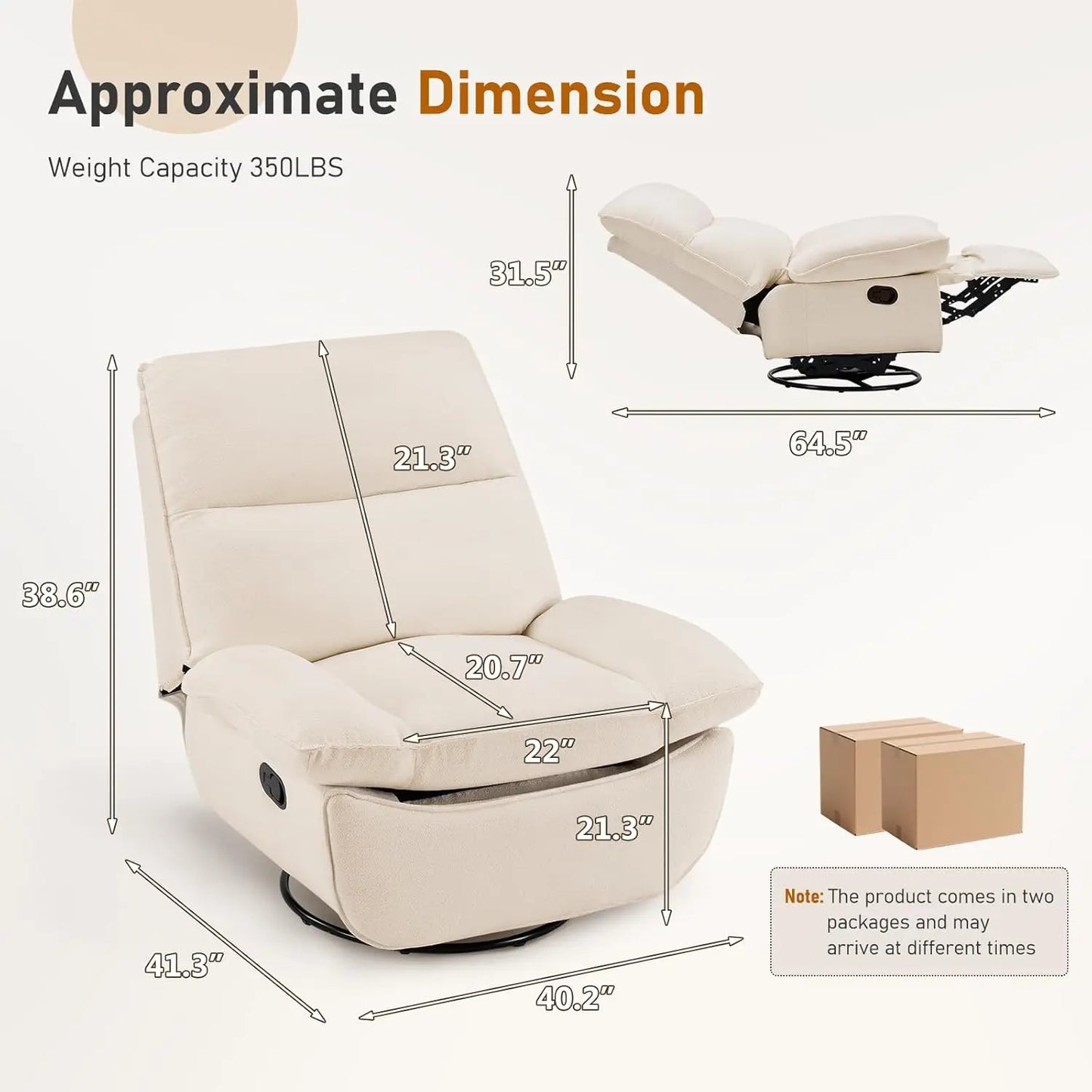 Swivel Oversized Recliner Chair, Extra Wide Manual Recliner Chair for Adults, Nursery Glider Rocking Chair Comfy, Customized