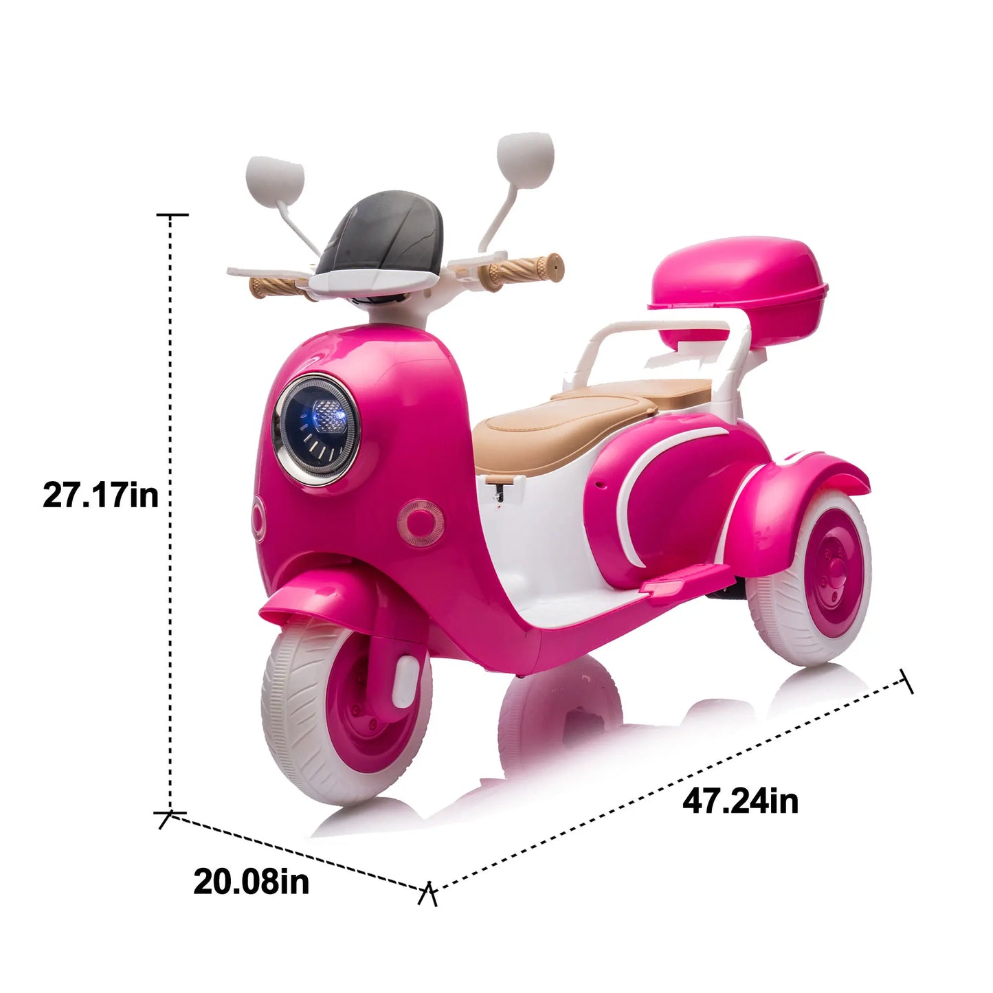 12V Two motors Kids Ride On Level Up Two-seater Electric Motorcycle,Three-wheel Toy w/Music,Bluetooth,USB,Portable Storage Hooks&Oversized Trunk,LED Headlight For Kids 3-6.