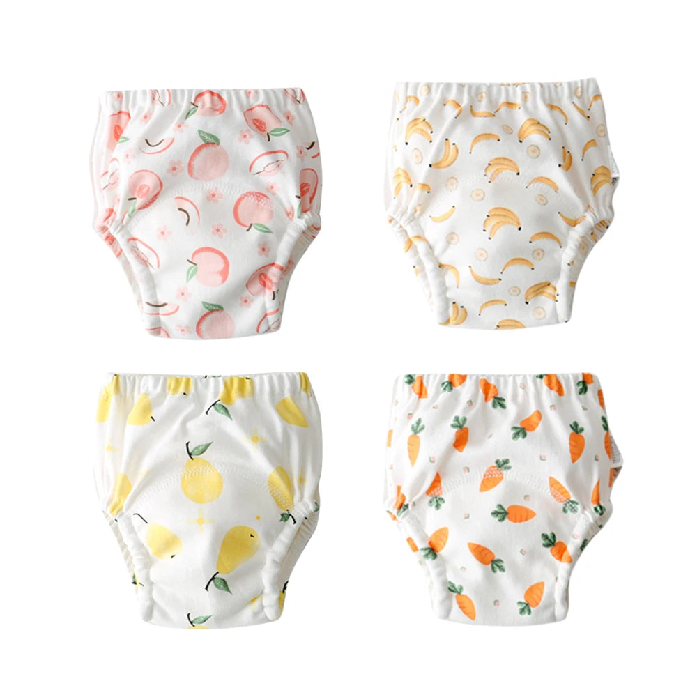 4PCS Baby Kids Cotton Potty Training Pants Waterproof Infant Shorts Underwear Reusable Cloth Diaper Nappies Children Panties