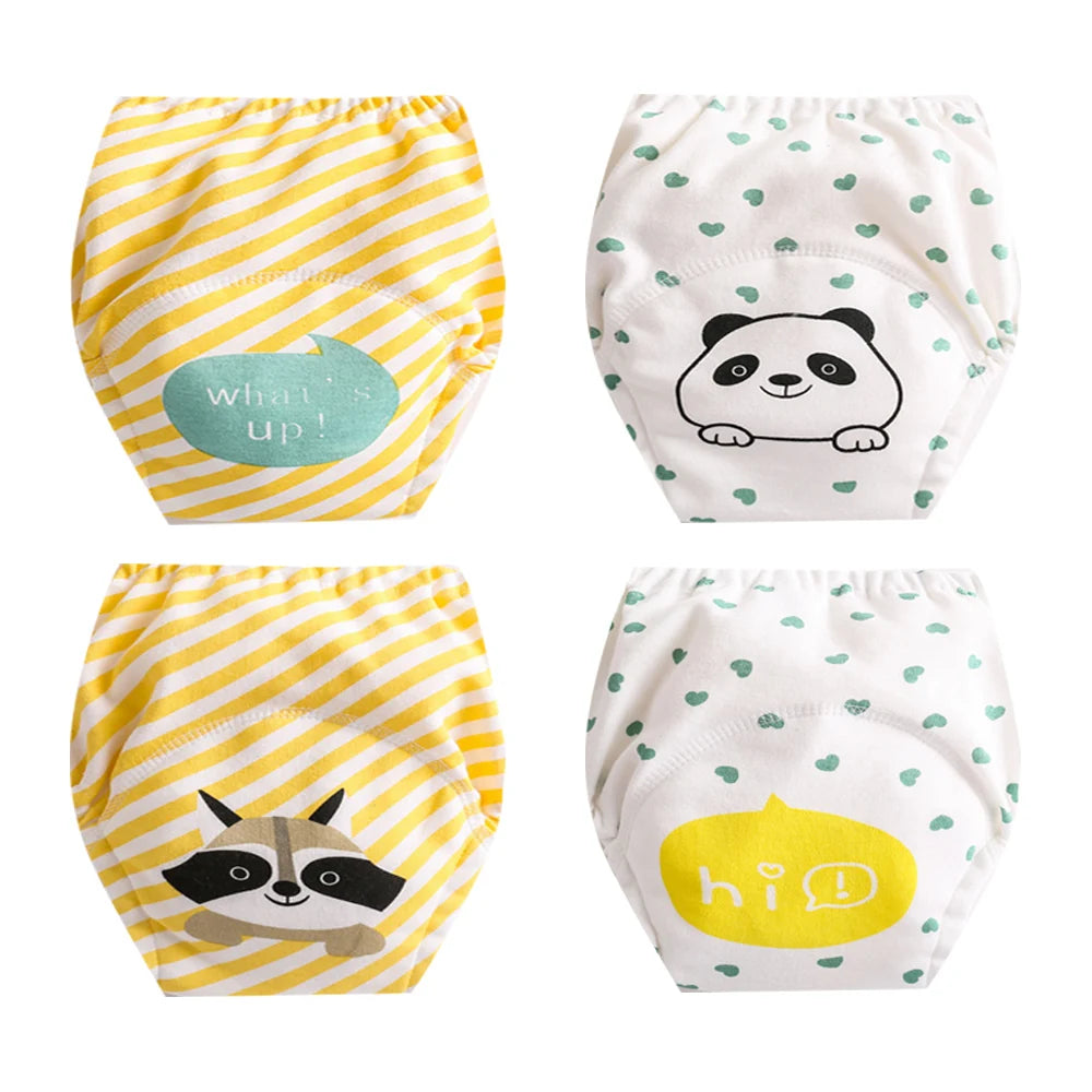 4PCS Baby Kids Cotton Potty Training Pants Waterproof Infant Shorts Underwear Reusable Cloth Diaper Nappies Children Panties