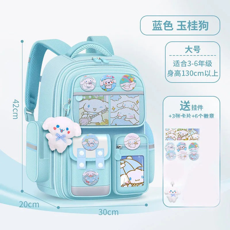 New Hot Cinnamoroll Large-Capacity Cartoon Children'S Backpack Kuromi My Melody Pochacco Cute Anime Children'S School Bag Set