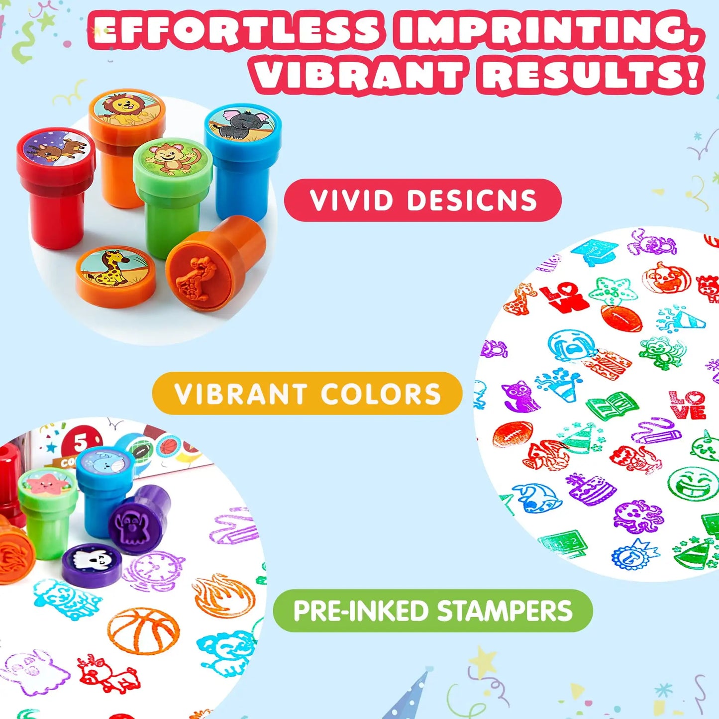 50 Pcs Assorted Stamps Self-Ink Stamps for Kids Birthday Christmas Party Carnival Prizes Halloween Gifts