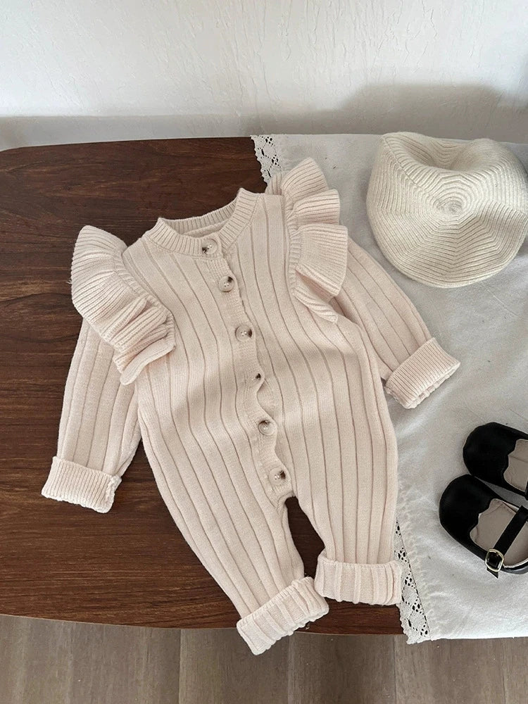 New Autumn Baby Romper Knitted Newborn Girls Jumpsuit Outfit Hooded Toddler Children Clothing Cartoon Bear Ears Knitted Clothing