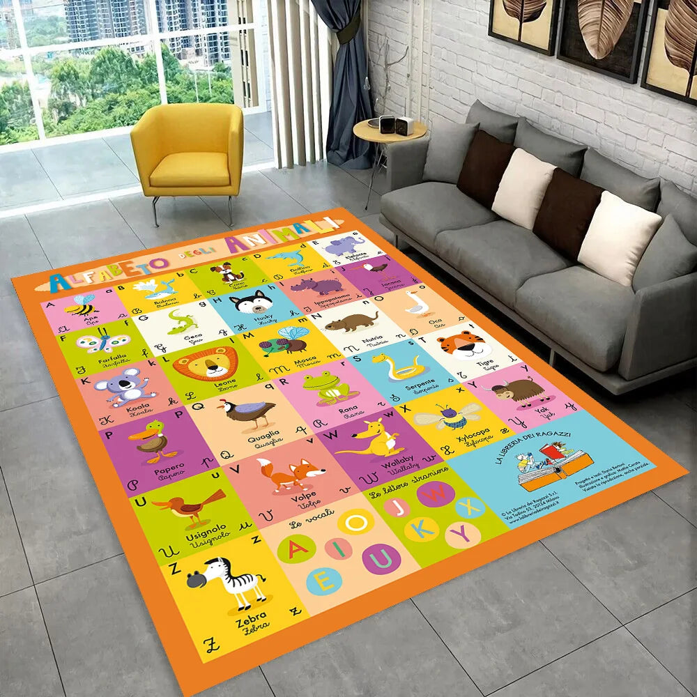 ABC Cartoon Alphabet Children Crawling Kids Playroom Early Education Area Rug,Carpet for Living Room Bedroom Sofa,Non-slip Mat