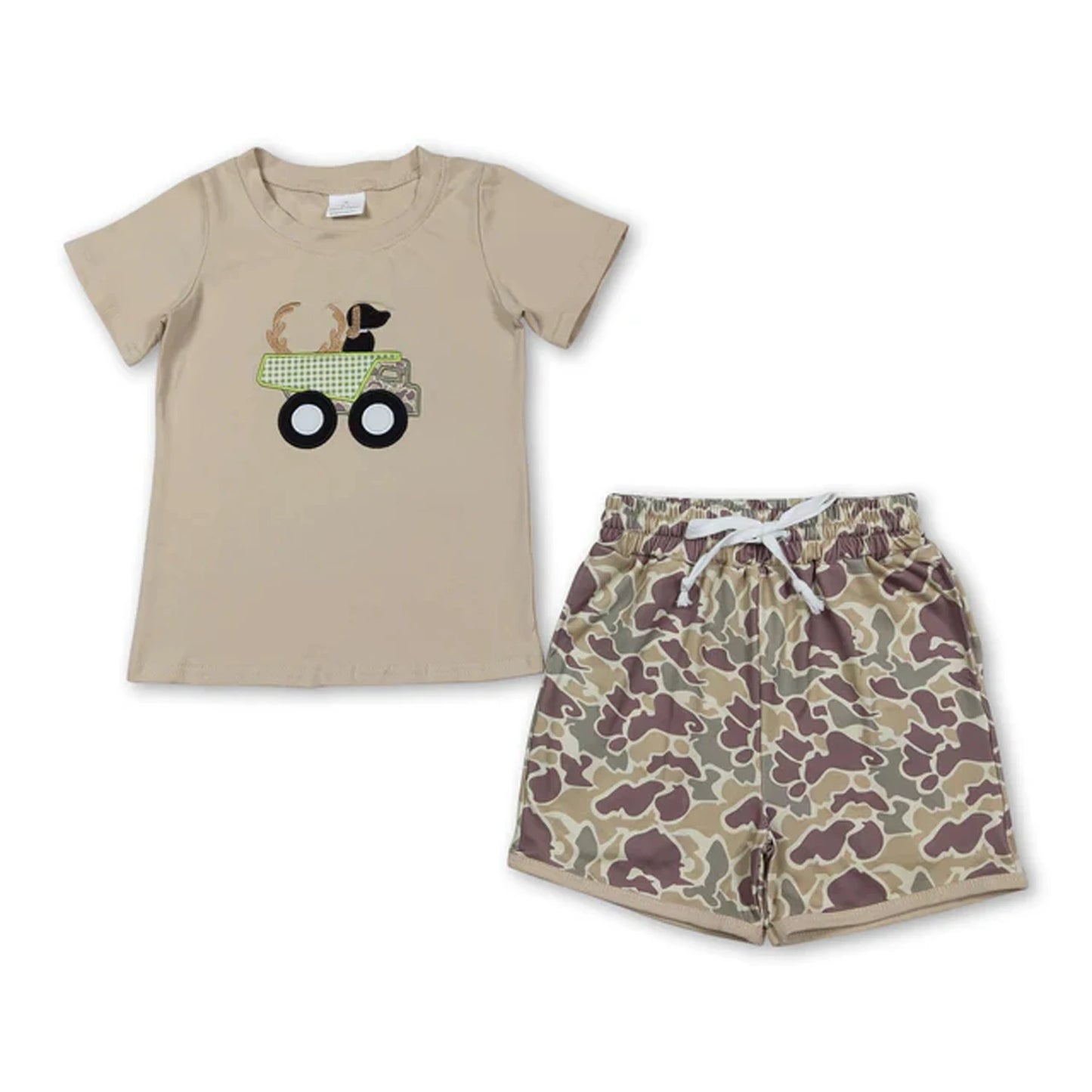 Toddler Boy 2 Piece Summer Outfits Print Short Sleeve T-shirt Elastic Waist Shorts Kids Matching Sets