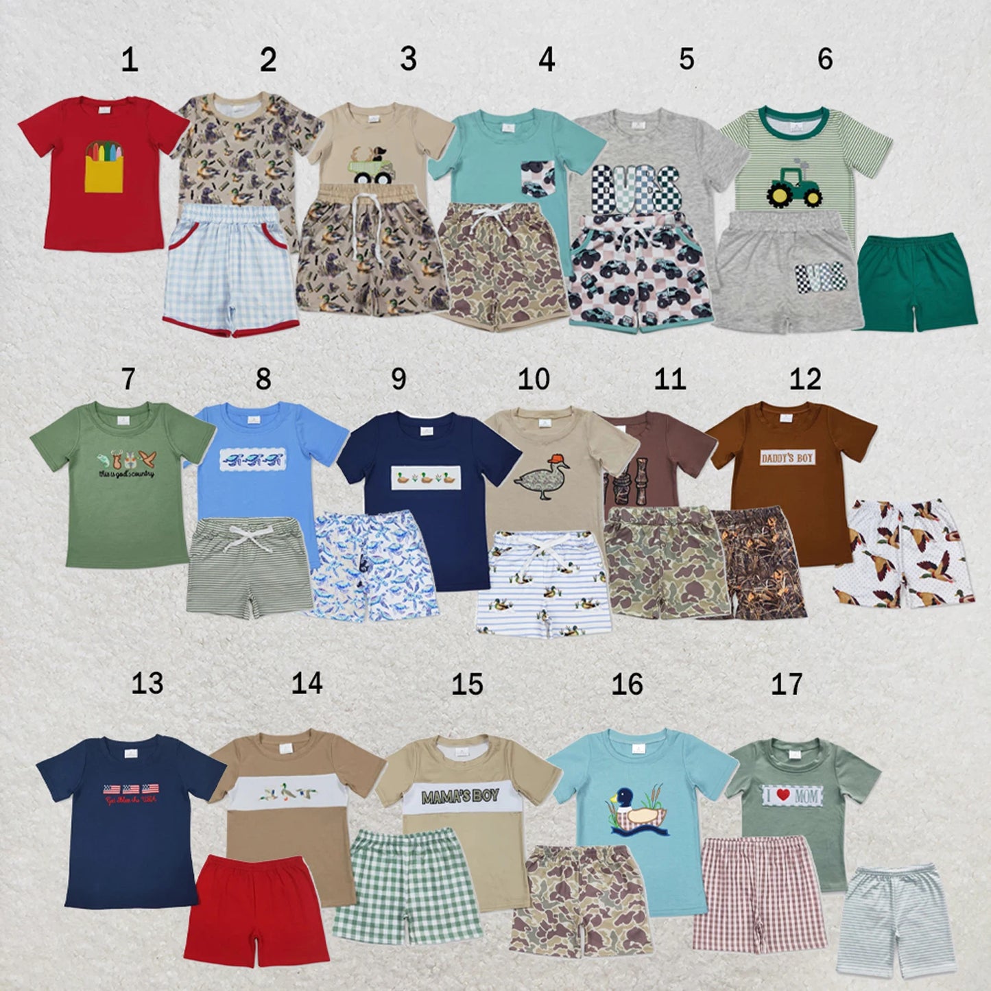 Toddler Boy 2 Piece Summer Outfits Print Short Sleeve T-shirt Elastic Waist Shorts Kids Matching Sets