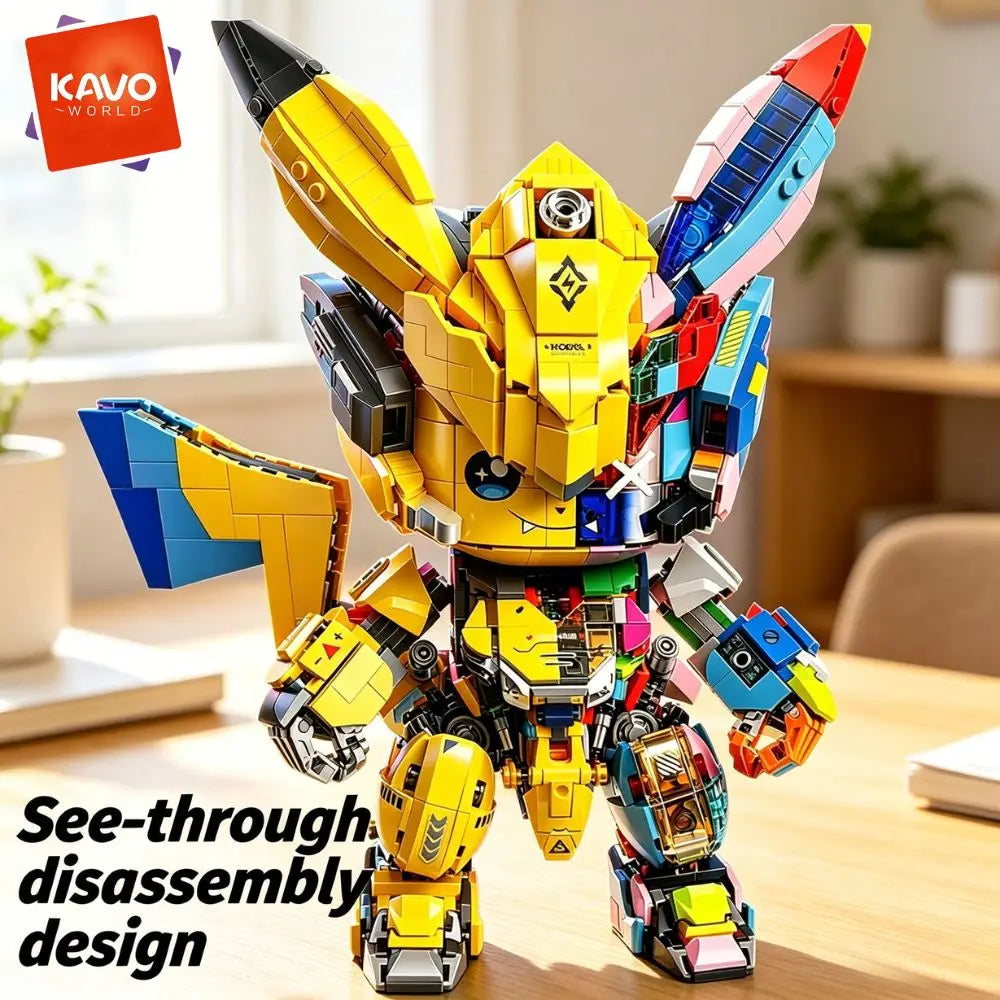 1505PCS DIY Mecka Mouse Building Block Set Semi-Transparent Anime Disassembly Glow Light Up Bricks Model for Building Fans Construction Kit