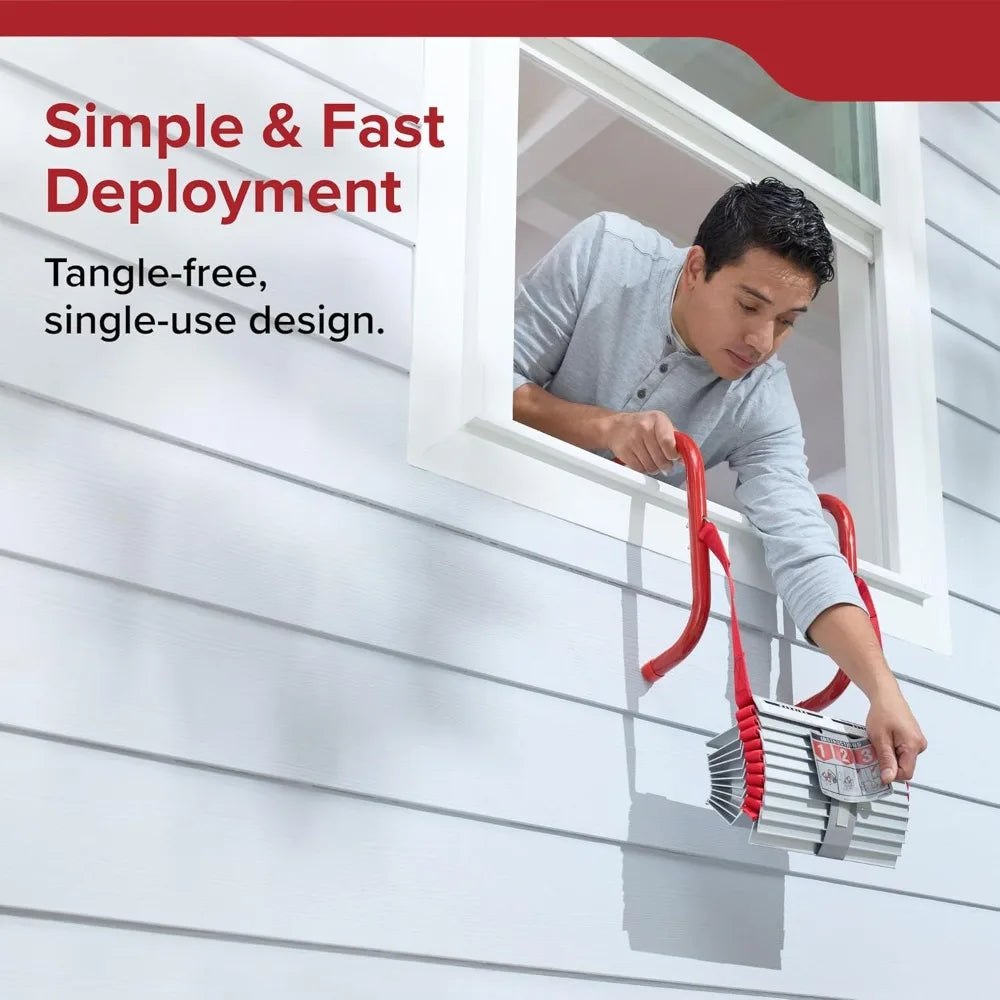 Fire Escape Ladder 13 Feet Extendable with 2 Ropes Non-Slip Steps for Home Safety