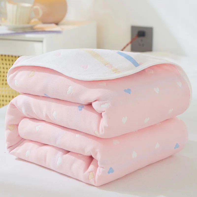 Breathable 6-layer Muslin Blanket for Children Adult 100% Cotton Sofa Bed Throw Blankets Soft Skin-Friendly Towel Blanket Summer
