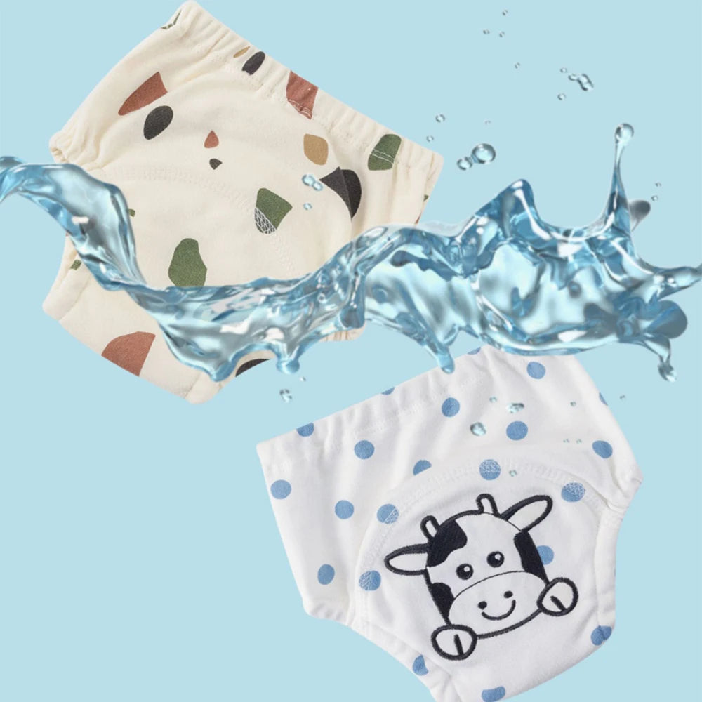 4PCS Baby Kids Cotton Potty Training Pants Waterproof Infant Shorts Underwear Reusable Cloth Diaper Nappies Children Panties