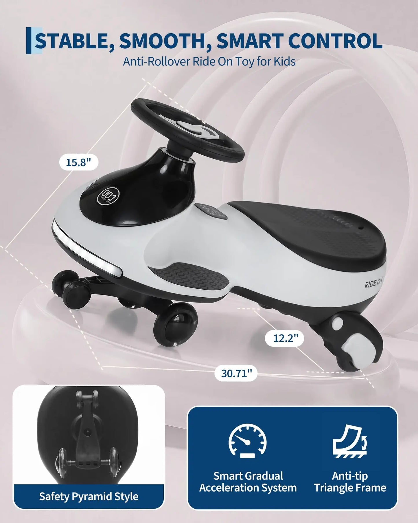 12V 2-in-1 Ride On Electric Wiggle Car for Kids – Pedal & Swing Modes – 360° Steering, Flashing Wheels, Music, Anti-Rollover, Rechargeable, High Weight Capacity – Indoor Outdoor