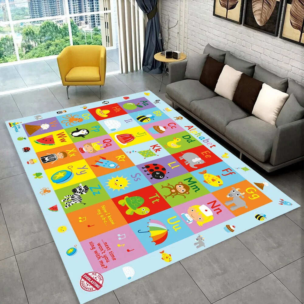 ABC Cartoon Alphabet Children Crawling Kids Playroom Early Education Area Rug,Carpet for Living Room Bedroom Sofa,Non-slip Mat