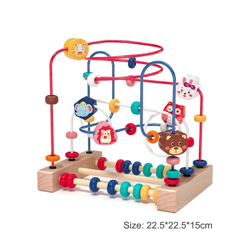 Montessori Baby Toys Wooden Roller Coaster Bead Maze Abacus Math Toys Toddler Early Educational Toys for 1 2 3 Years Kids Gifts