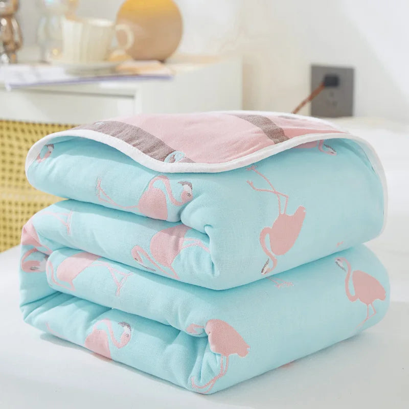 Breathable 6-layer Muslin Blanket for Children Adult 100% Cotton Sofa Bed Throw Blankets Soft Skin-Friendly Towel Blanket Summer