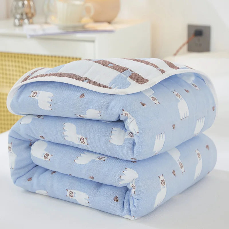 Breathable 6-layer Muslin Blanket for Children Adult 100% Cotton Sofa Bed Throw Blankets Soft Skin-Friendly Towel Blanket Summer