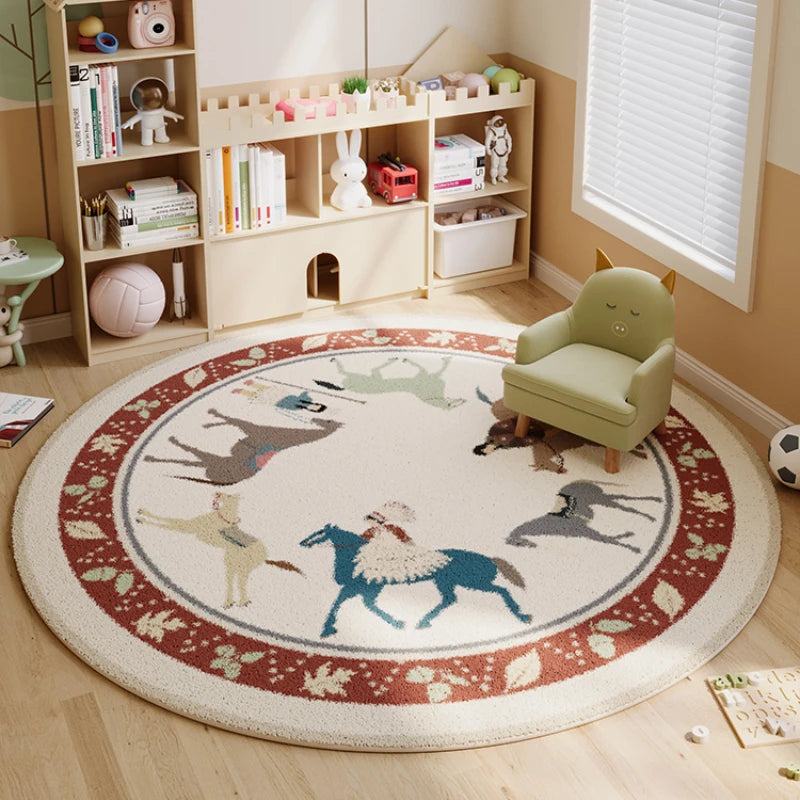Children Room Thickened Carpet Reading Area Baby Children Crawling Carpets Living Room Bedroom Study Winter Round Plush Rug