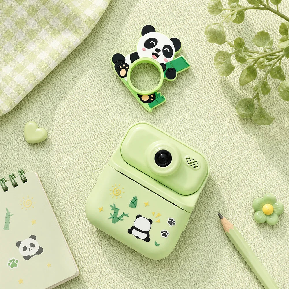 Cartoon Panda Kids Instant Print Camera Portable Selfie Toy Camera Birthday Halloween Thanksgiving Christmas New Year Gift for Boys Girls