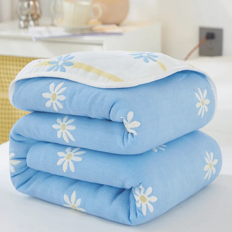 Breathable 6-layer Muslin Blanket for Children Adult 100% Cotton Sofa Bed Throw Blankets Soft Skin-Friendly Towel Blanket Summer