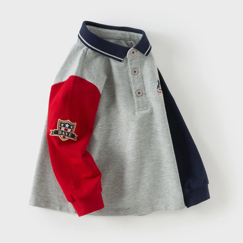 Boys' Spring Autumn Polo T-shirt Casual Long Sleeve Cotton T-shirt Kids Boy Outdoor Polo Shirt
