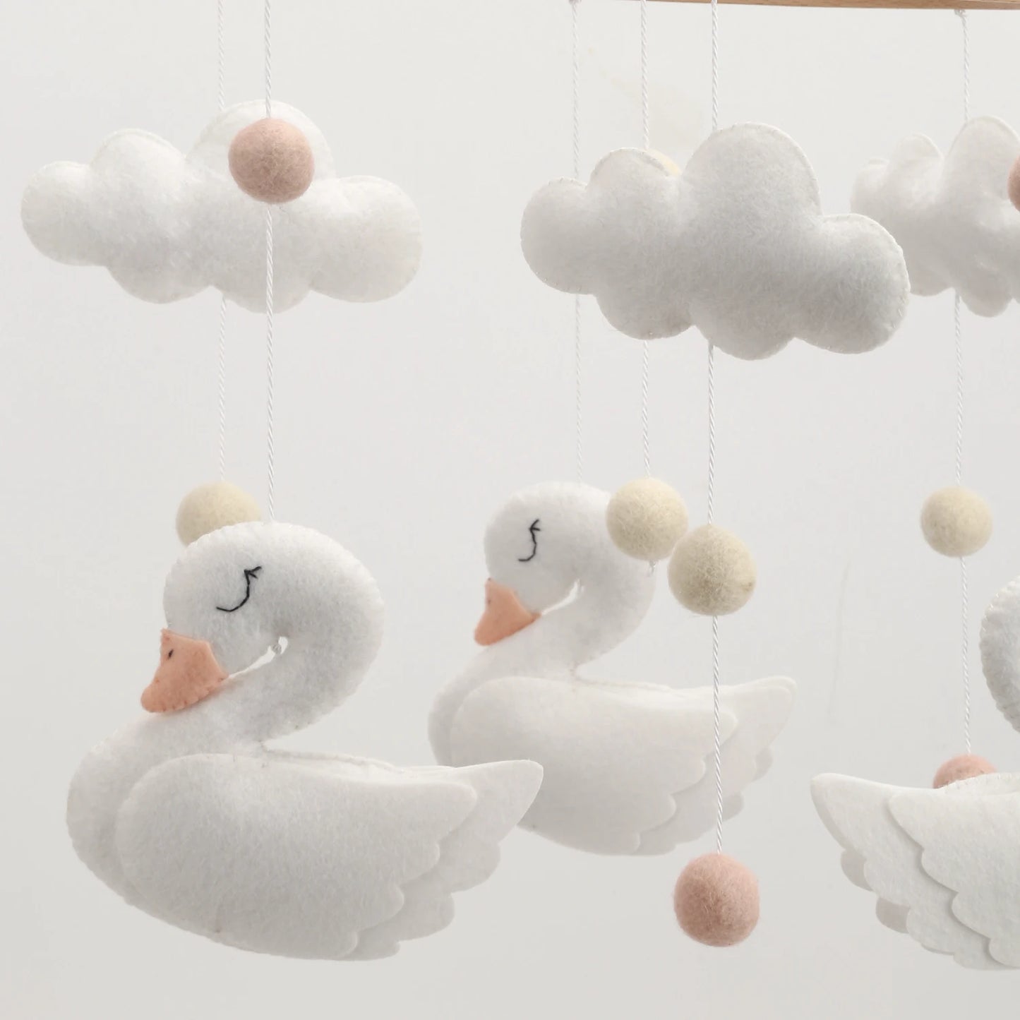 Swan Baby Mobile for Nursery, Baby Girl Mobile, Crib Mobile