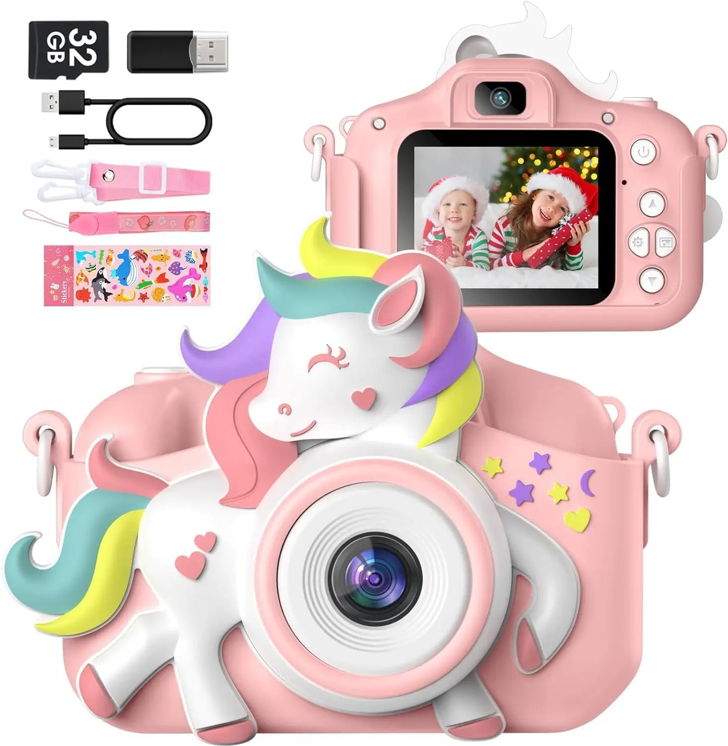 Kids Mini Camera 20.0 MP 1080P HD Digital Camera 2.0" Screen Camcorder Toy With 32GB Card For 6-12 Years Birthday Gifts