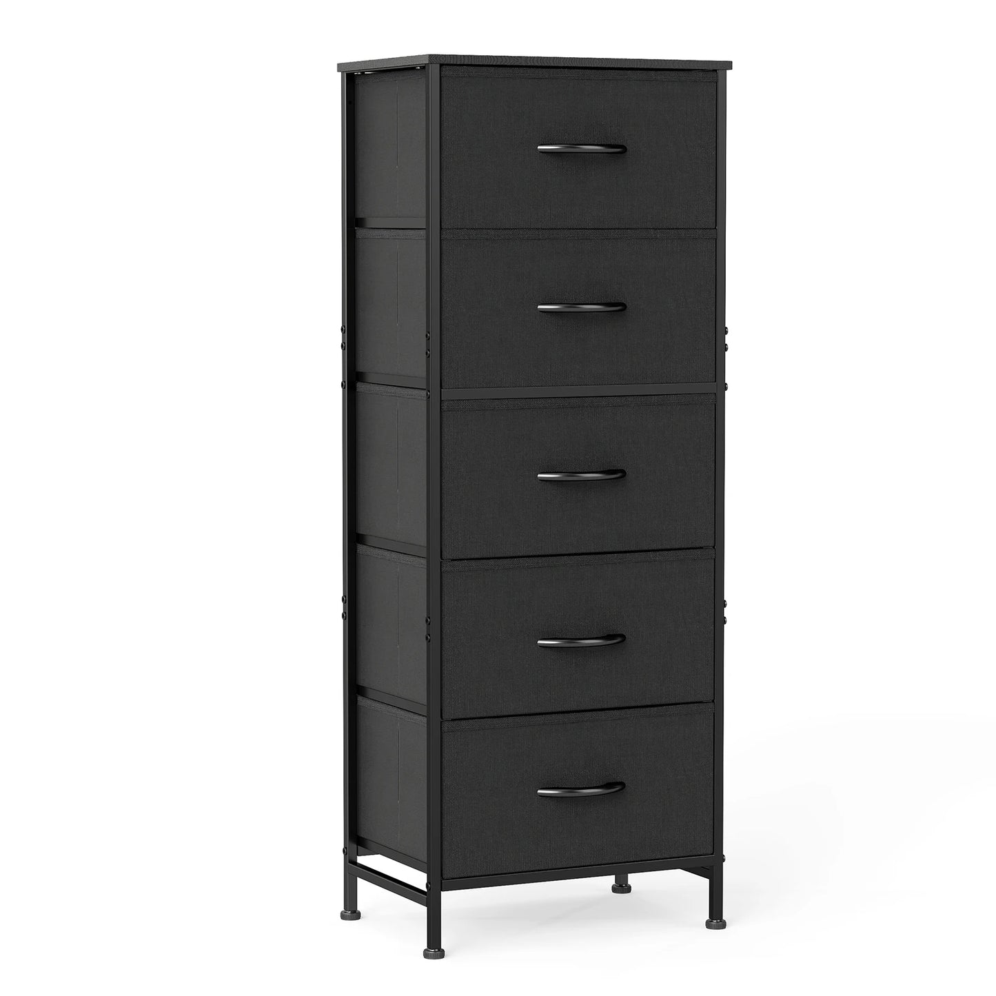 48IN Dresser For Bedroom With 5 Fabric Drawers Nightstand Wardrobe Steel Frame Closet For Clothes Storage Cabinet Furniture
