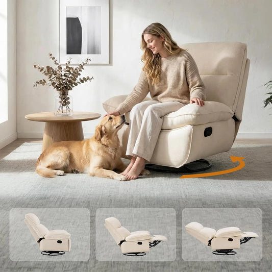 Swivel Oversized Recliner Chair, Extra Wide Manual Recliner Chair for Adults, Nursery Glider Rocking Chair Comfy, Customized